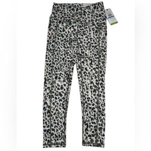 Gaiam‎ Womens Leopard Print High Rise Pocket Leggings XS Grey Black GAW22LE15005
